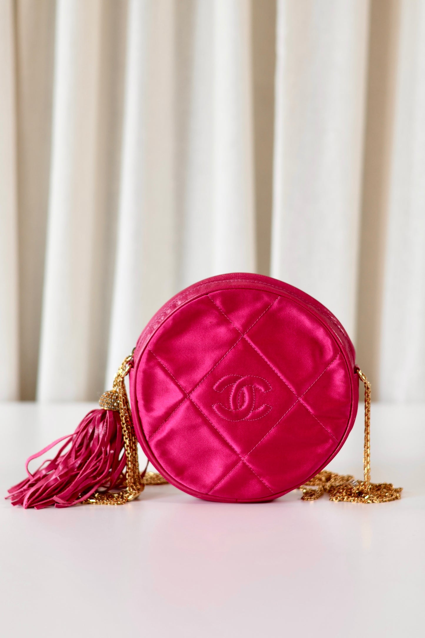 Chanel pink satin crossbody