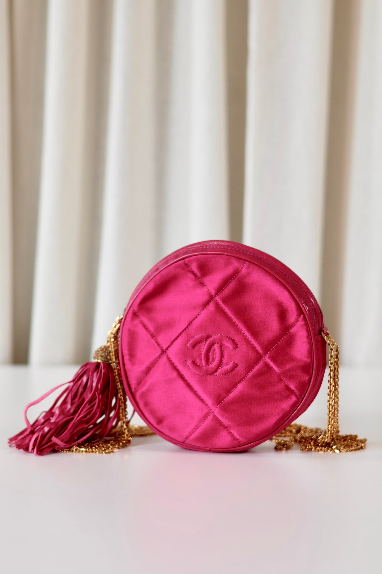 Chanel pink satin crossbody
