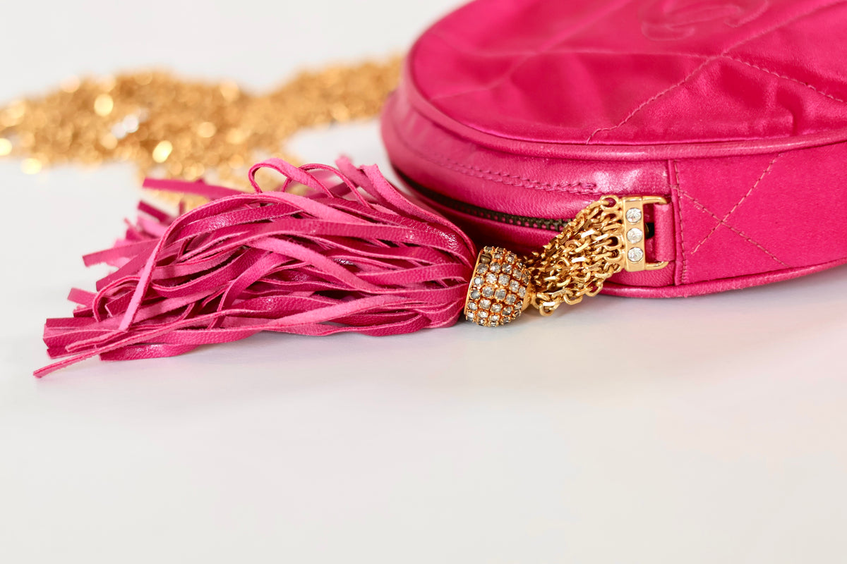 Chanel pink satin crossbody