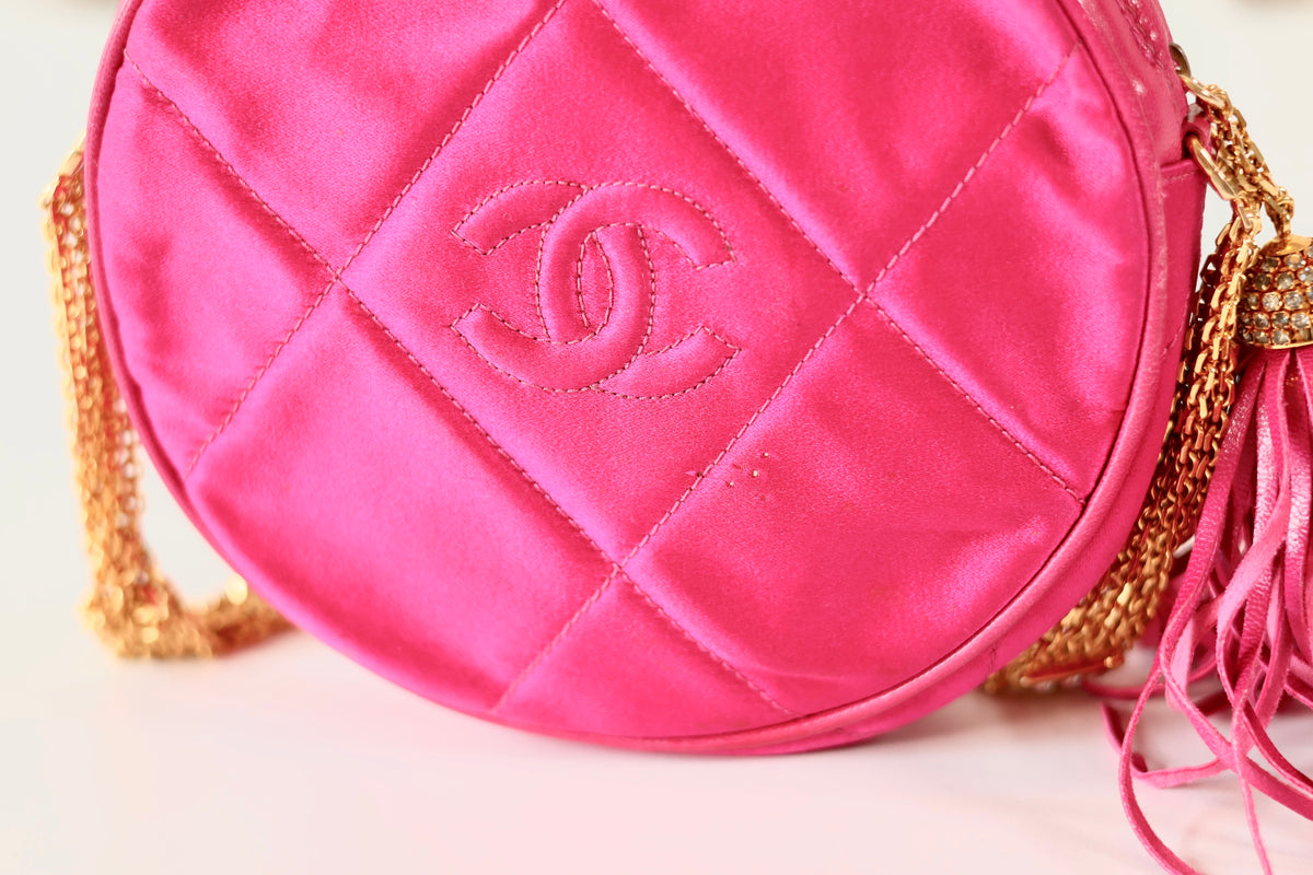 Chanel pink satin crossbody