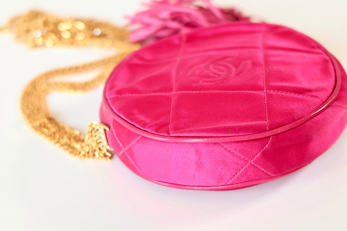 Chanel pink satin crossbody