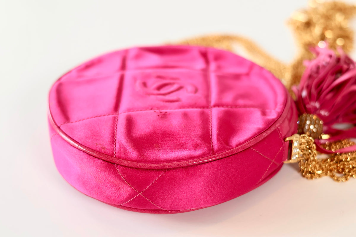 Chanel pink satin crossbody
