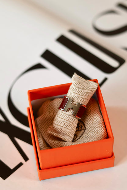 Hermes H ring bordeaux