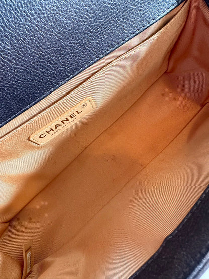 Chanel boy bag medium metallic grey