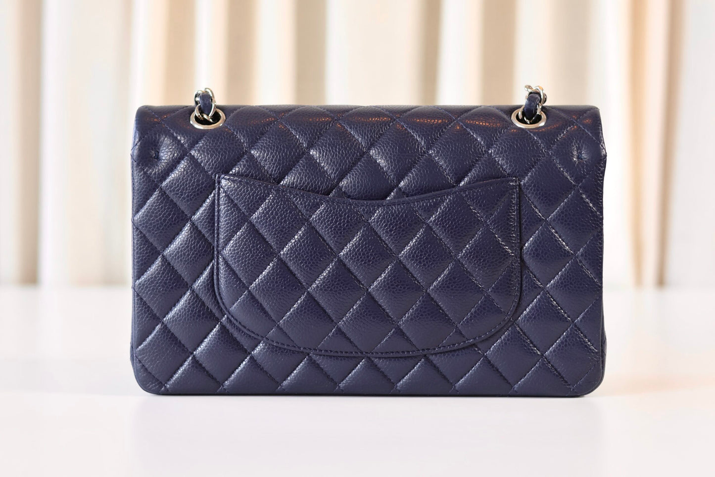 Chanel navy medium classic double flap bag