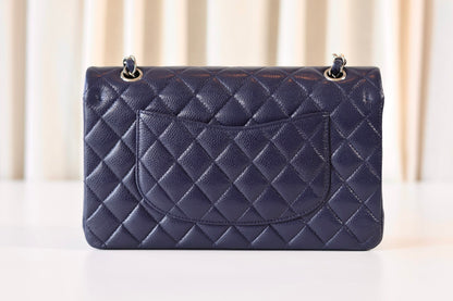 Chanel navy medium classic double flap bag