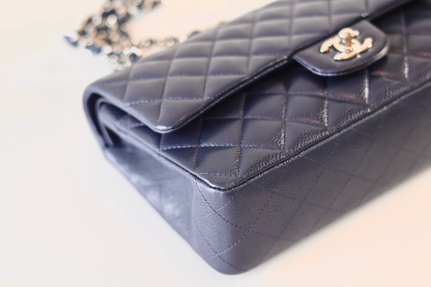 Chanel navy medium classic double flap bag