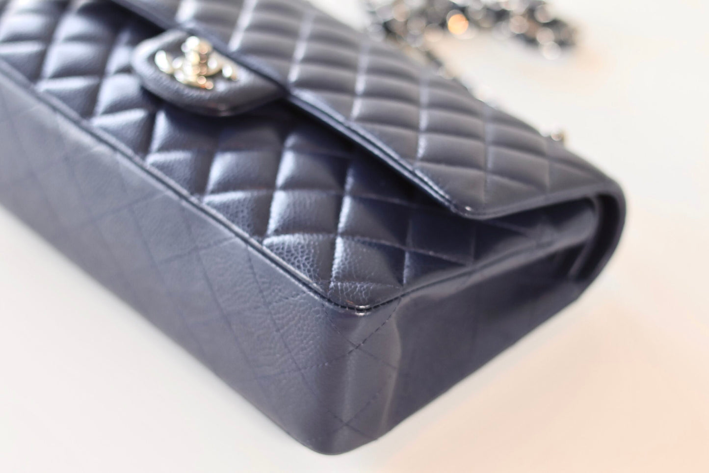 Chanel navy medium classic double flap bag