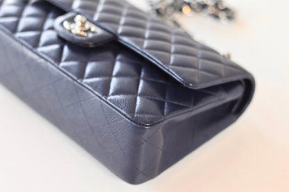 Chanel navy medium classic double flap bag