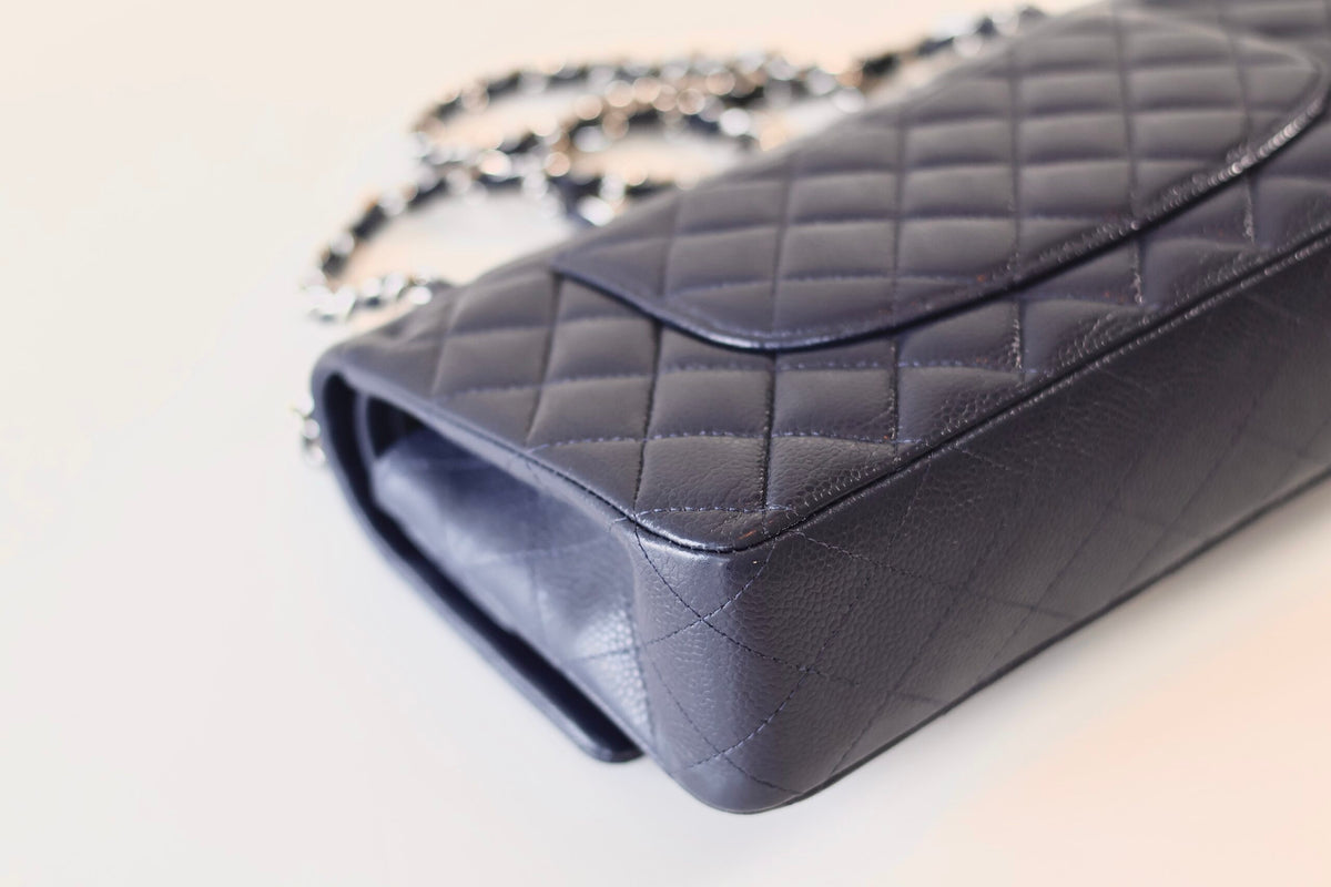 Chanel navy medium classic double flap bag