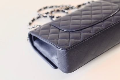 Chanel navy medium classic double flap bag