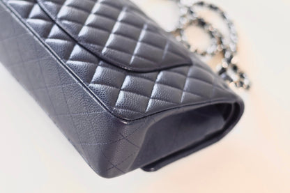 Chanel navy medium classic double flap bag