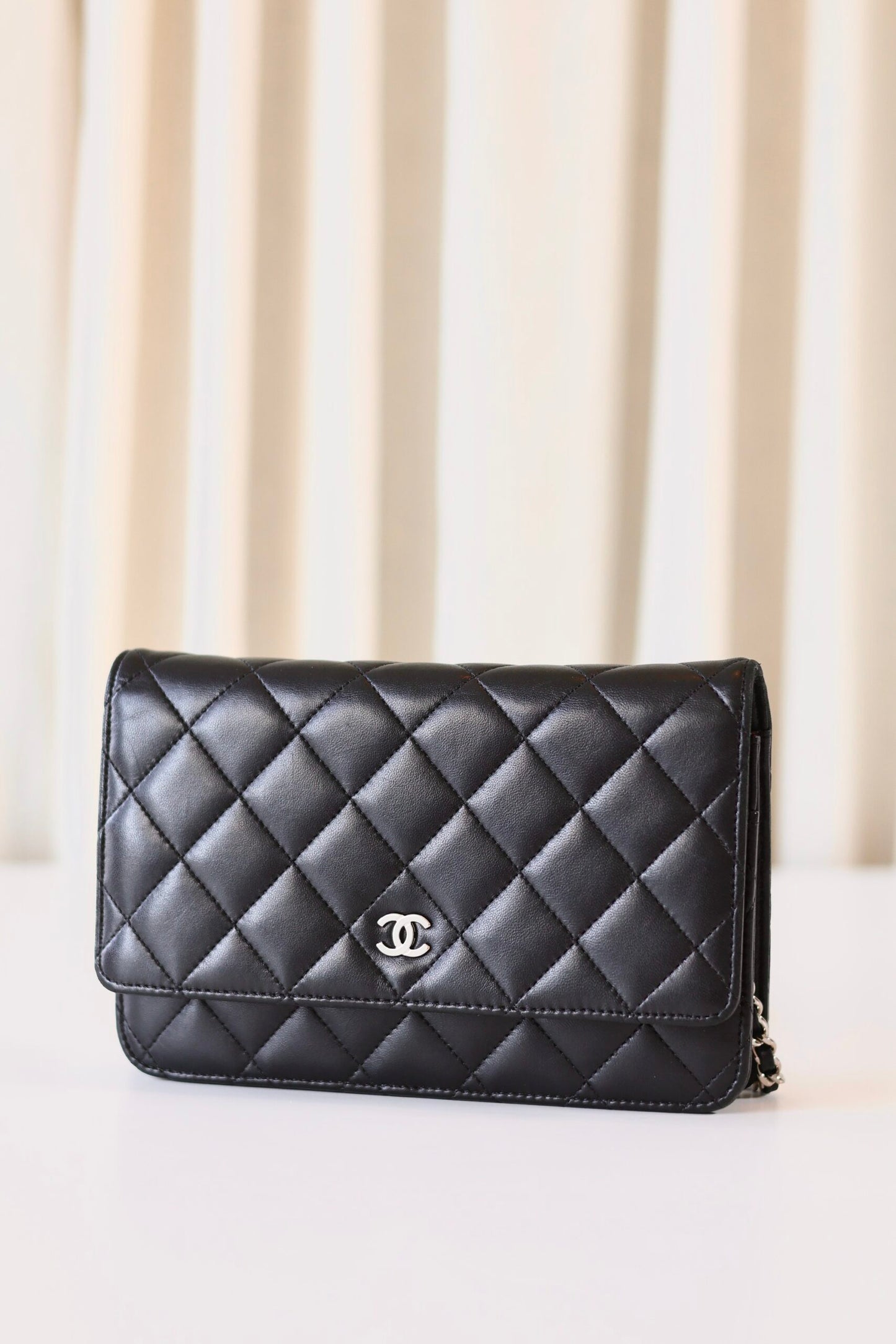 Chanel black wallet on chain