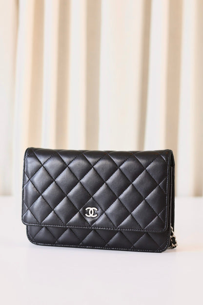 Chanel black wallet on chain