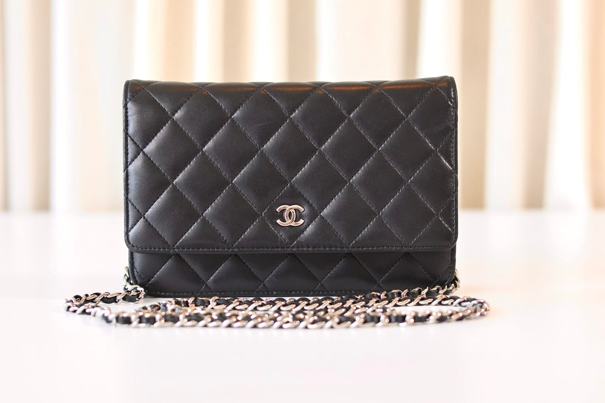 Chanel black wallet on chain