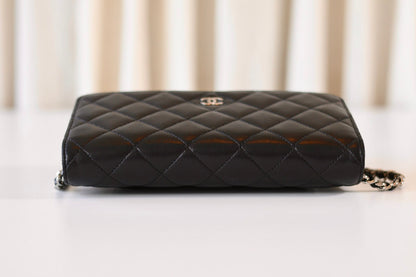 Chanel black wallet on chain