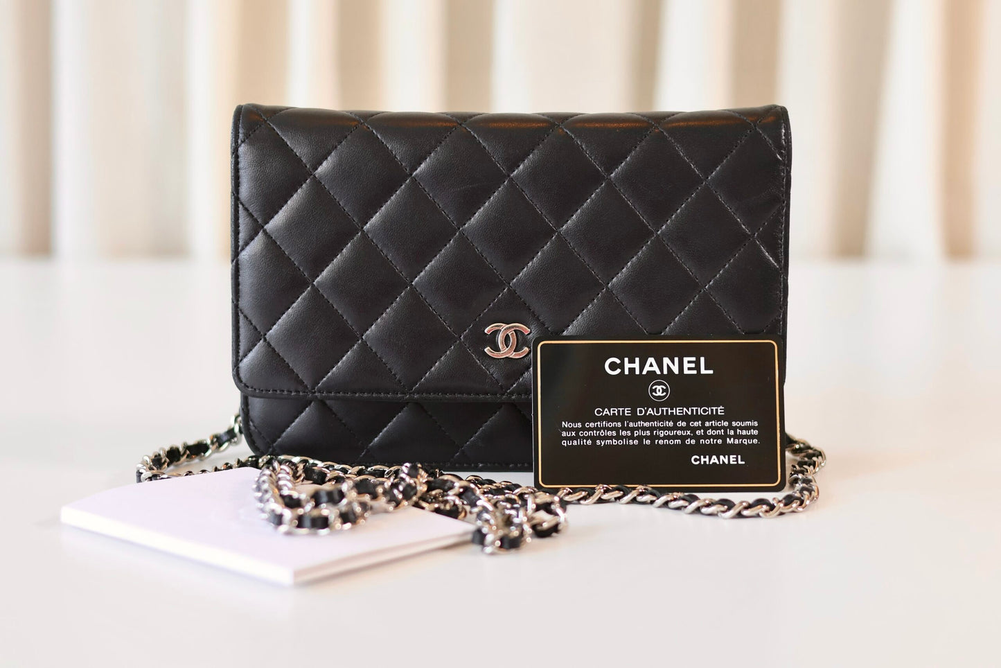 Chanel black wallet on chain
