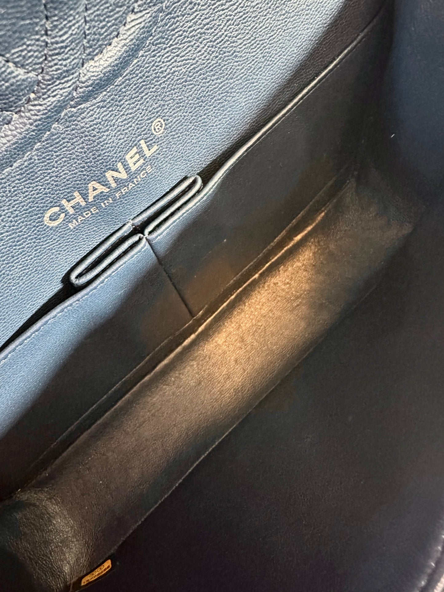 Chanel navy medium classic double flap bag