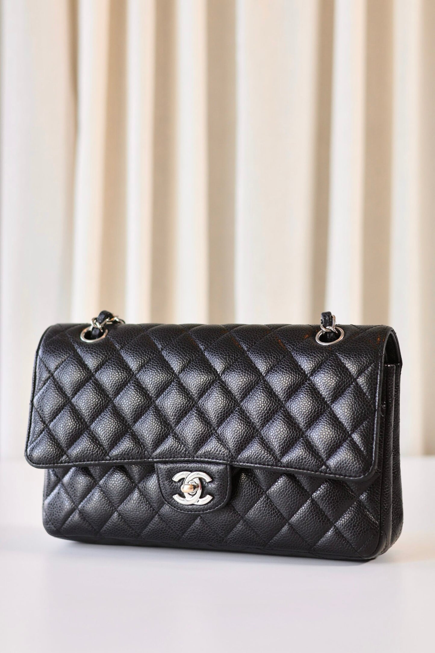 Chanel black medium classic double flap bag