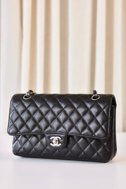 Chanel black medium classic double flap bag