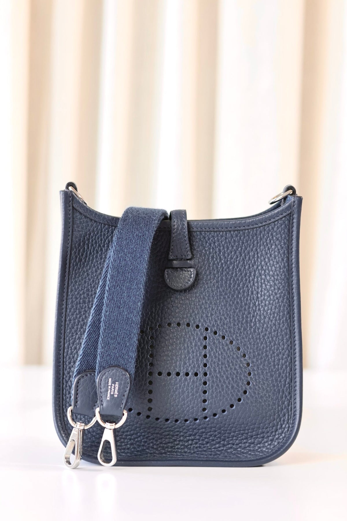 Hermes mini Evelyne 16 Blue Tie