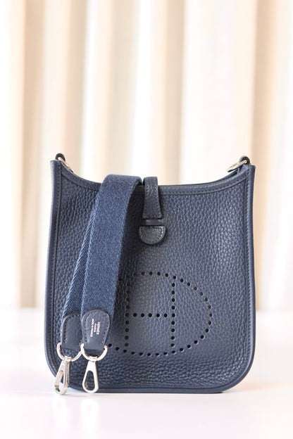 Hermes mini Evelyne 16 Blue Tie