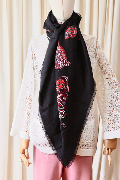 Louis Vuitton silk scarf black