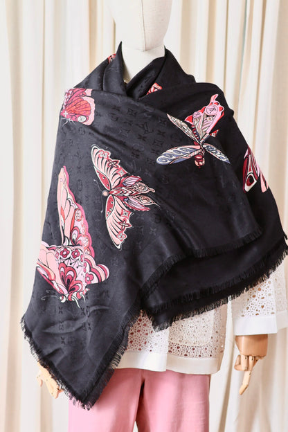 Louis Vuitton silk scarf black