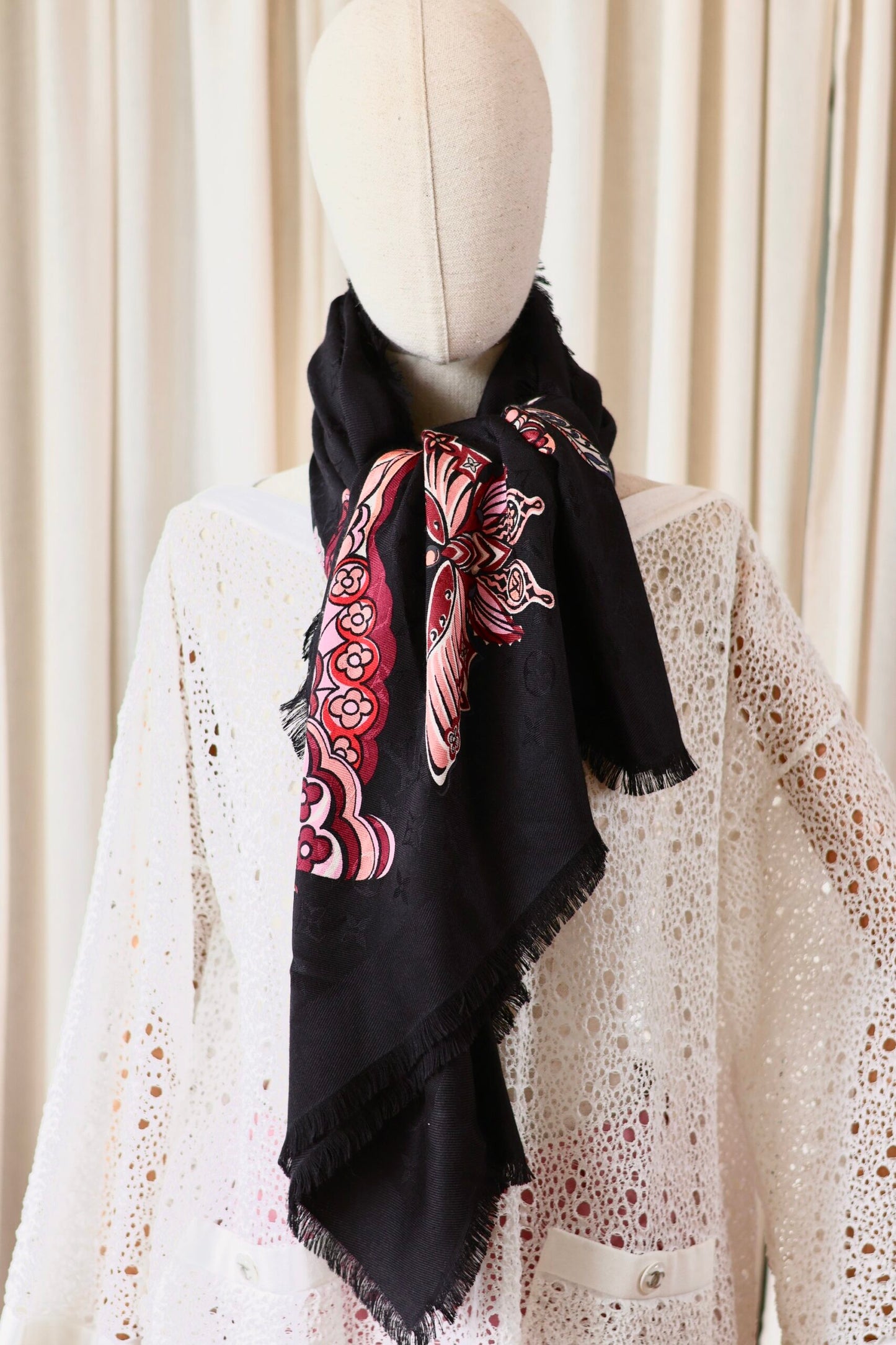Louis Vuitton silk scarf black