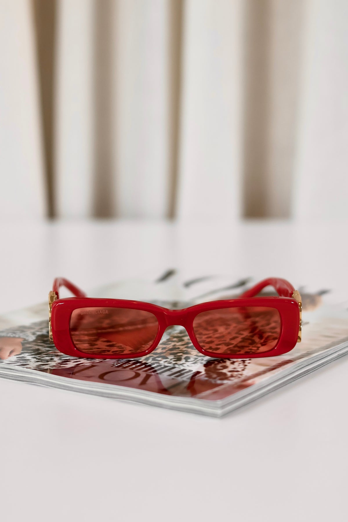 Balenciaga B Sunglasses Red