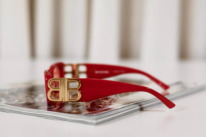 Balenciaga B Sunglasses Red