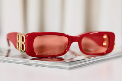 Balenciaga B Sunglasses Red