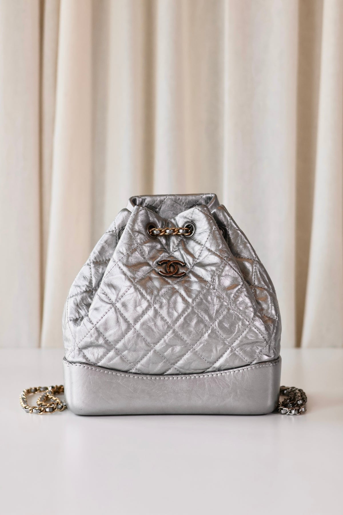 Chanel CC Backpack Silver