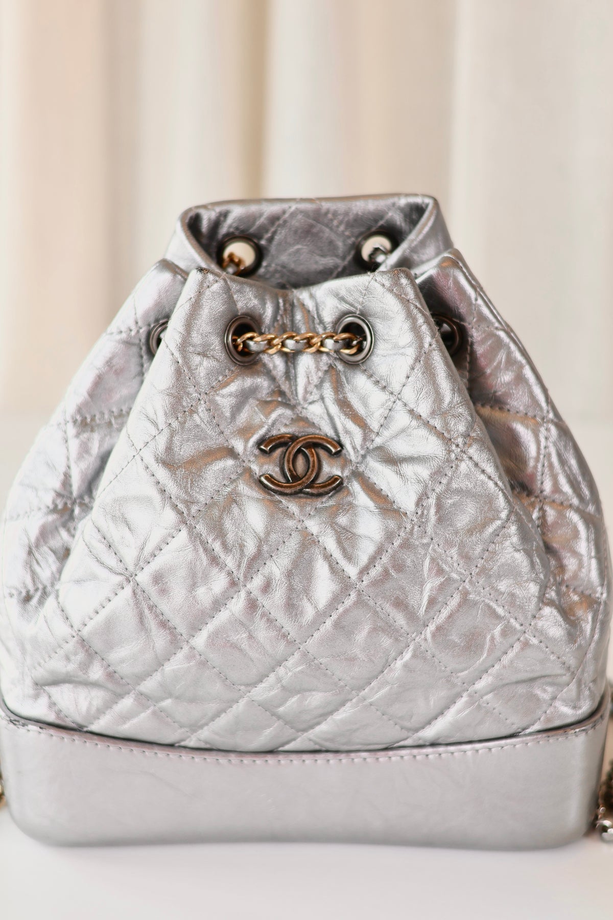 Chanel CC Backpack Silver