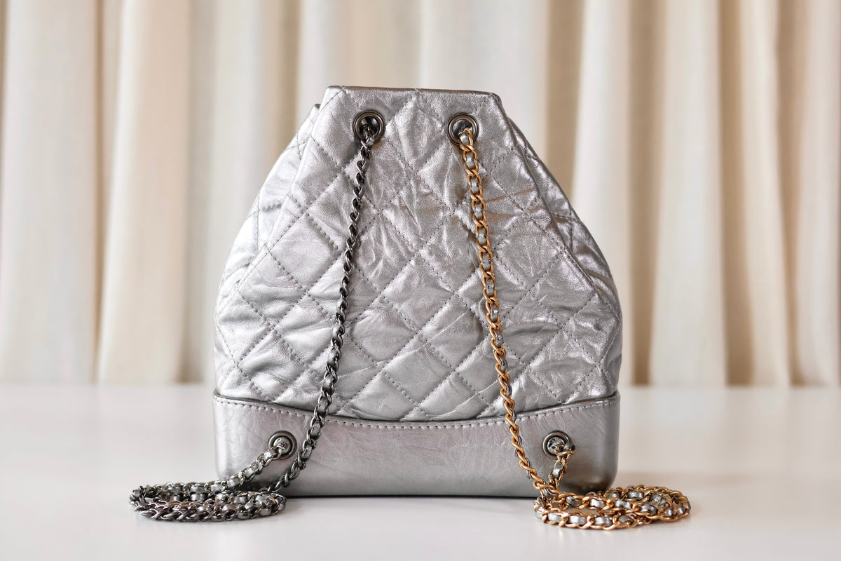Chanel CC Backpack Silver