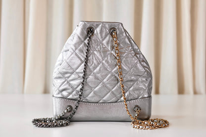 Chanel CC Backpack Silver