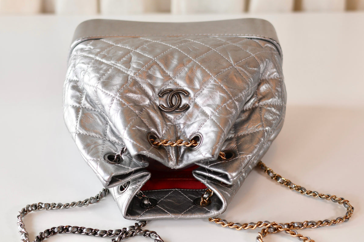 Chanel CC Backpack Silver