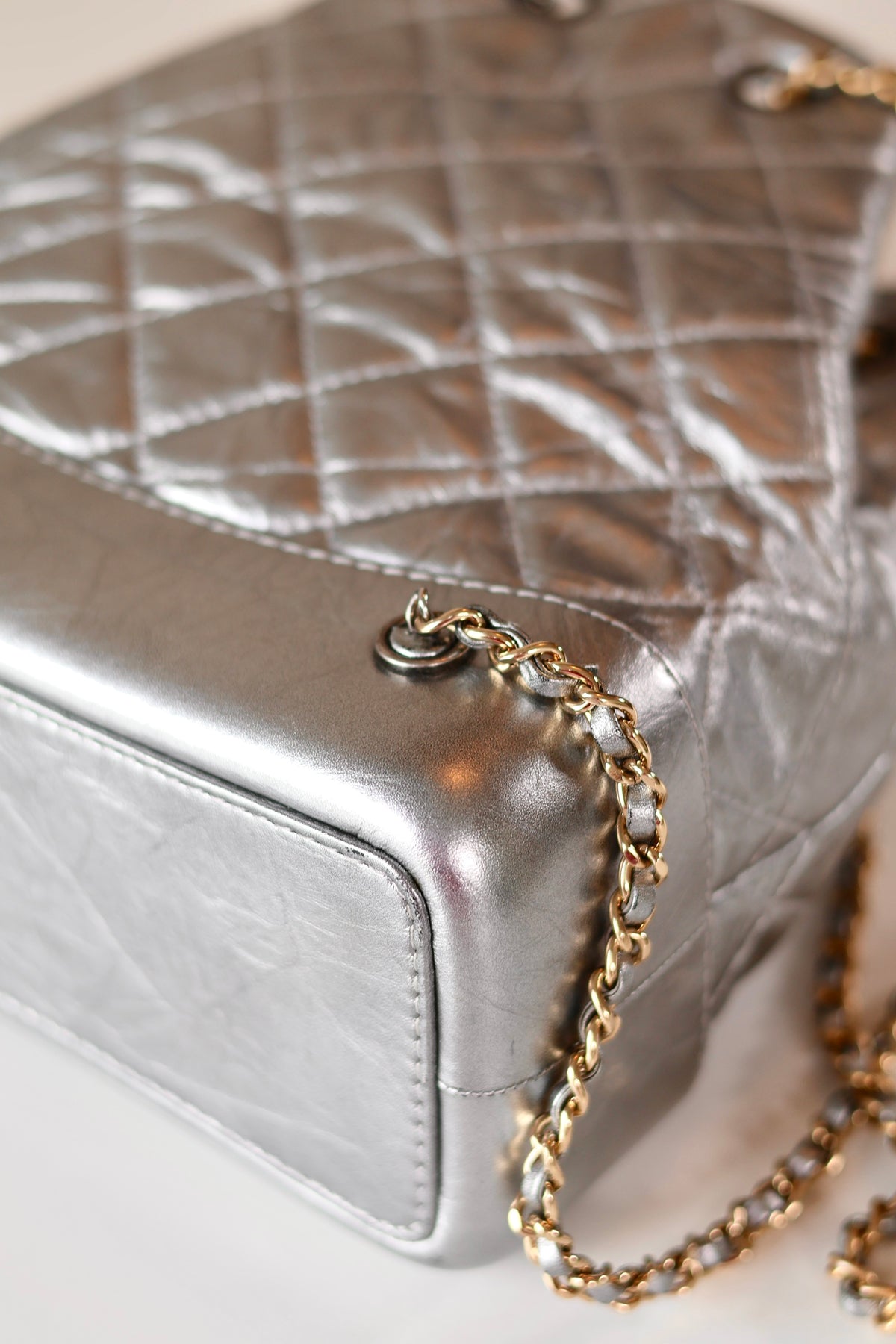 Chanel CC Backpack Silver