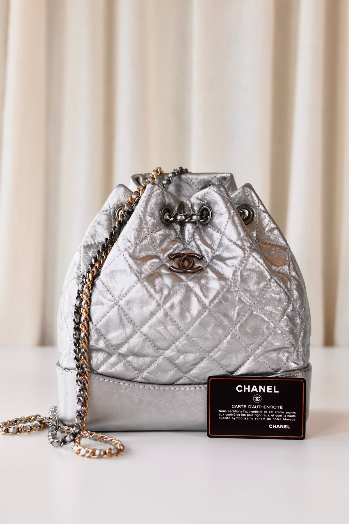 Chanel CC Backpack Silver