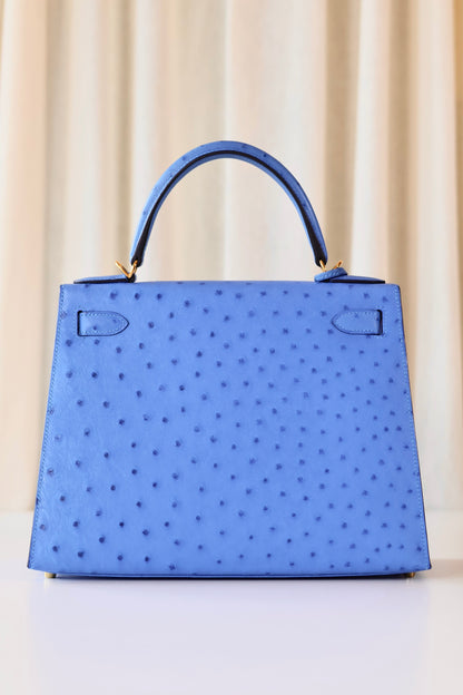 Hermès Kelly 28 Ostrich Bleuet