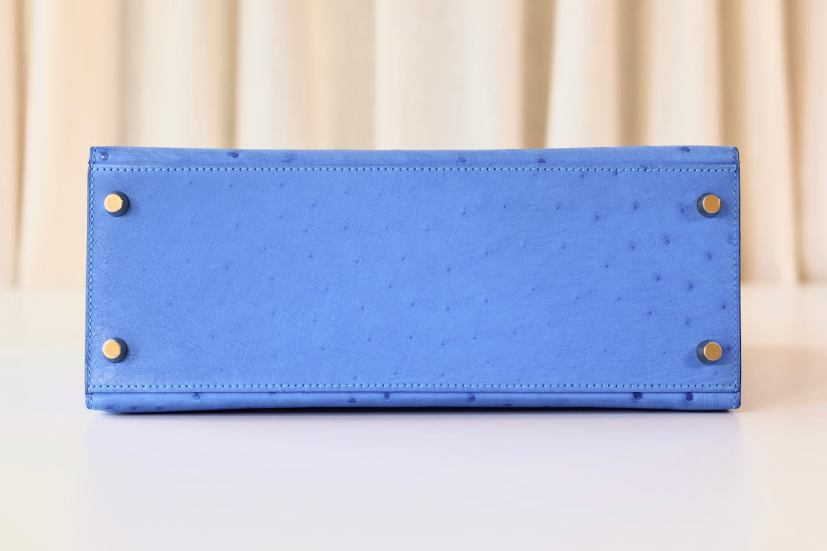 Hermès Kelly 28 Ostrich Bleuet