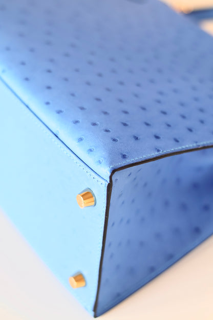Hermès Kelly 28 Ostrich Bleuet
