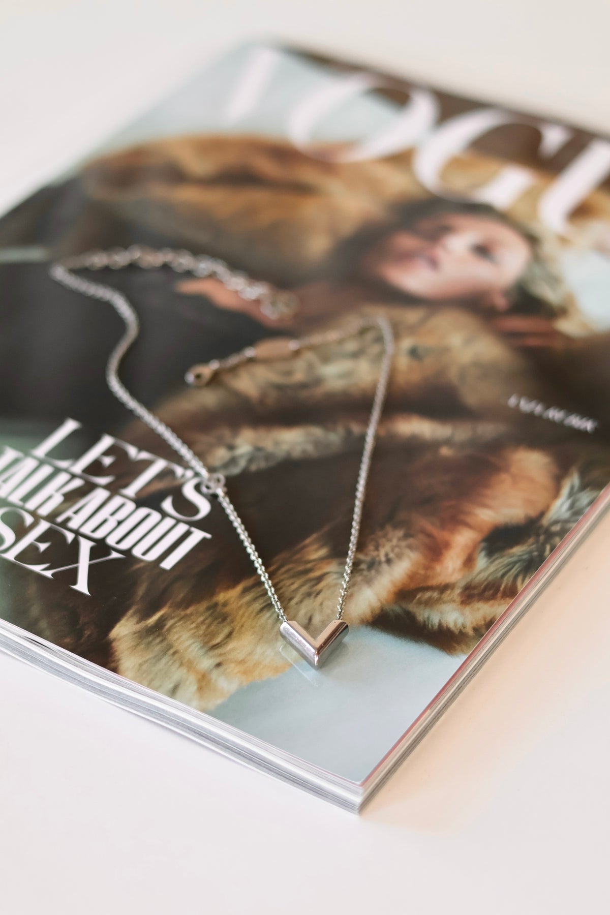 Louis Vuitton V Silver Necklace