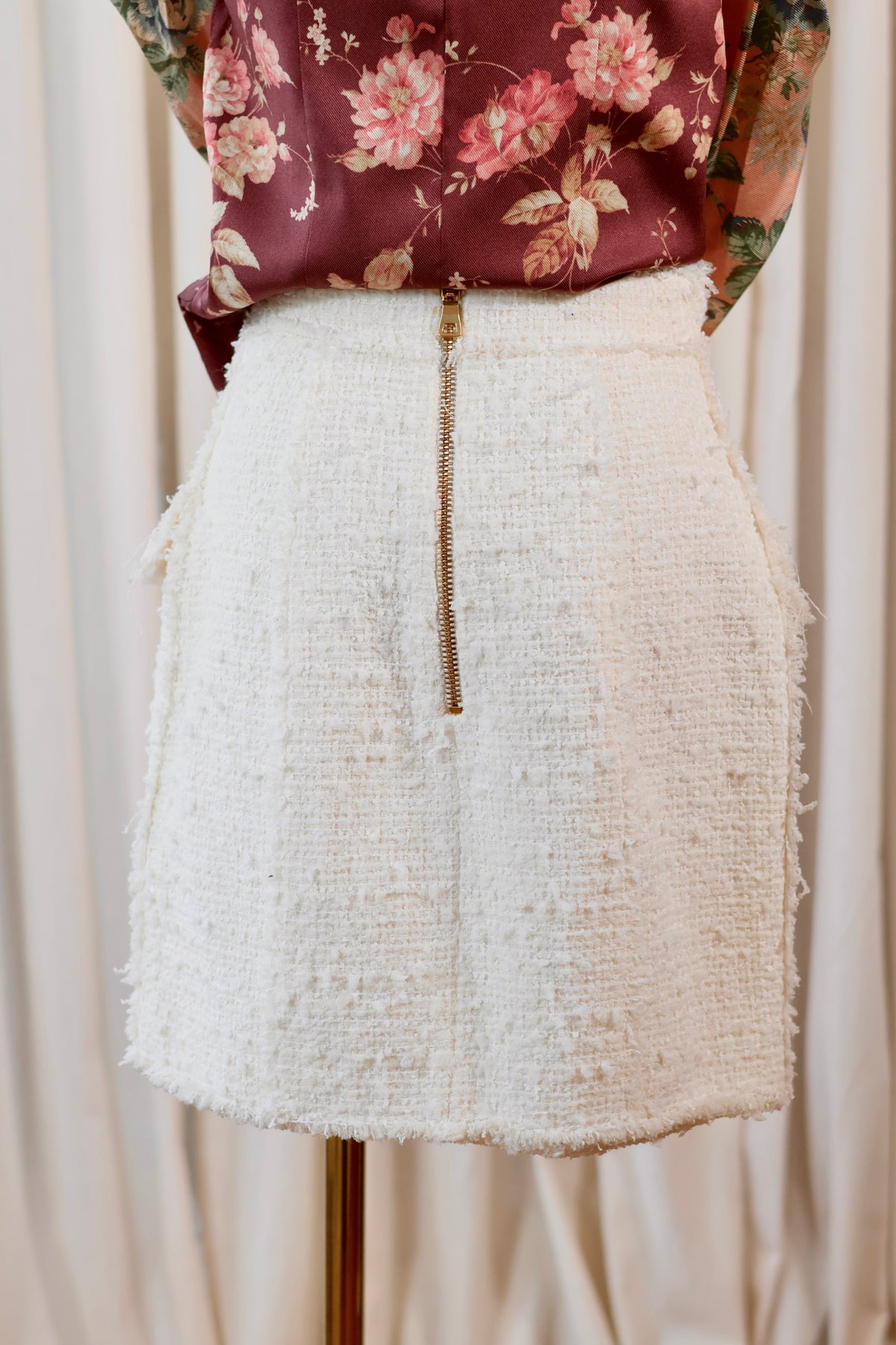 Balmain Tweed Skirt Cream