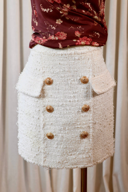 Balmain Tweed Skirt Cream