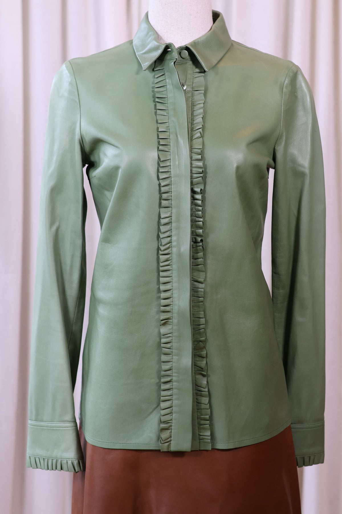Gucci Leather Blouse Green