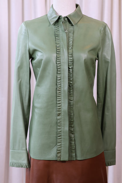 Gucci Leather Blouse Green