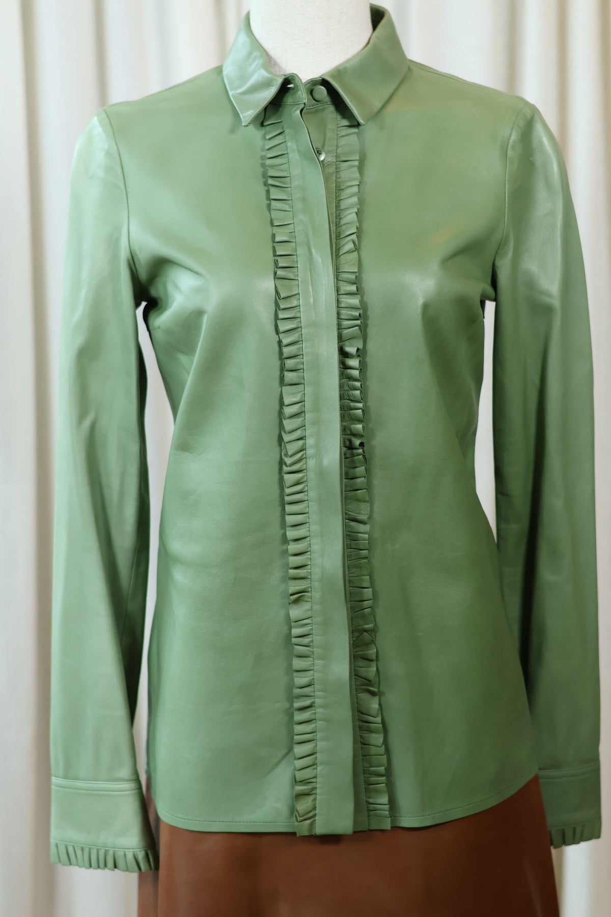 Gucci Leather Blouse Green