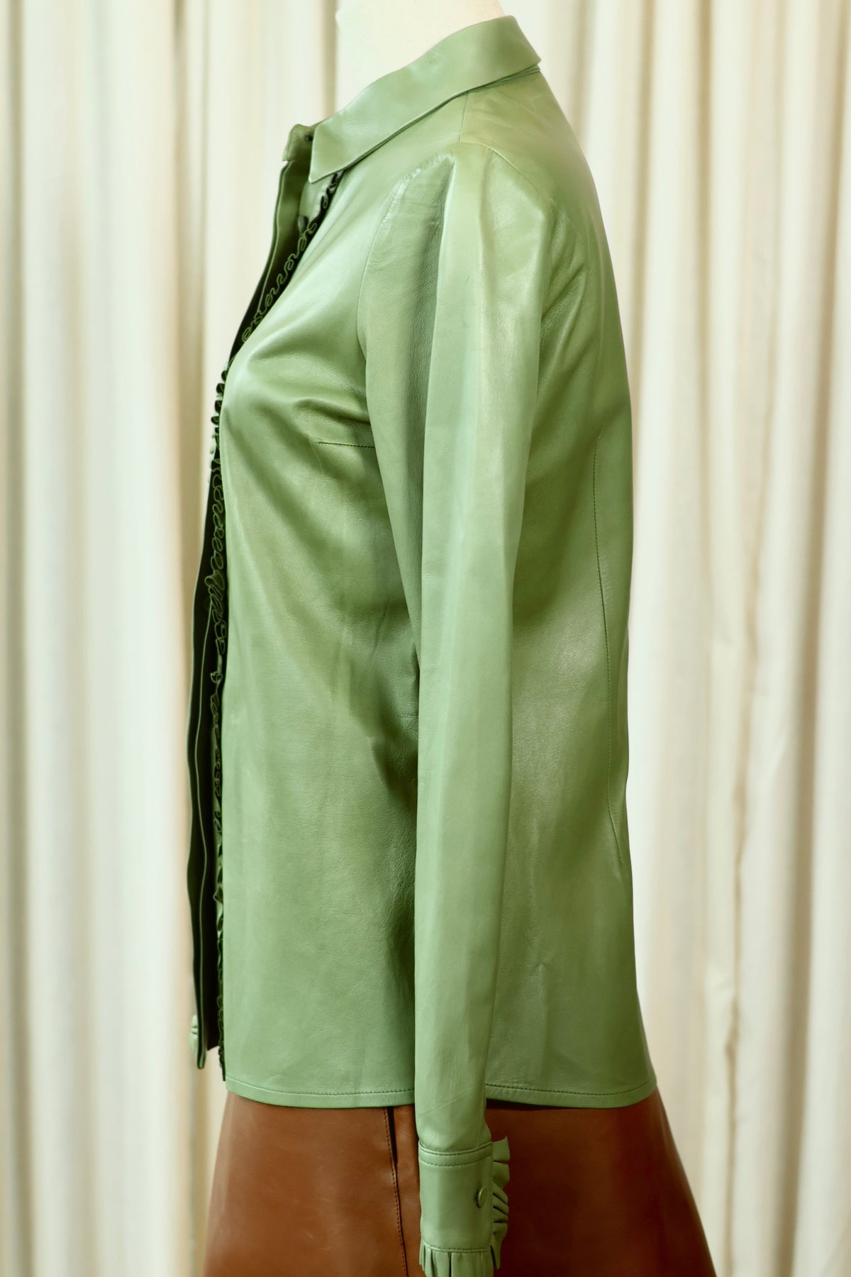 Gucci Leather Blouse Green