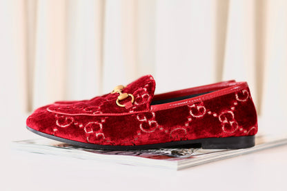 Gucci GG Horsebit Loafers Velvet Red